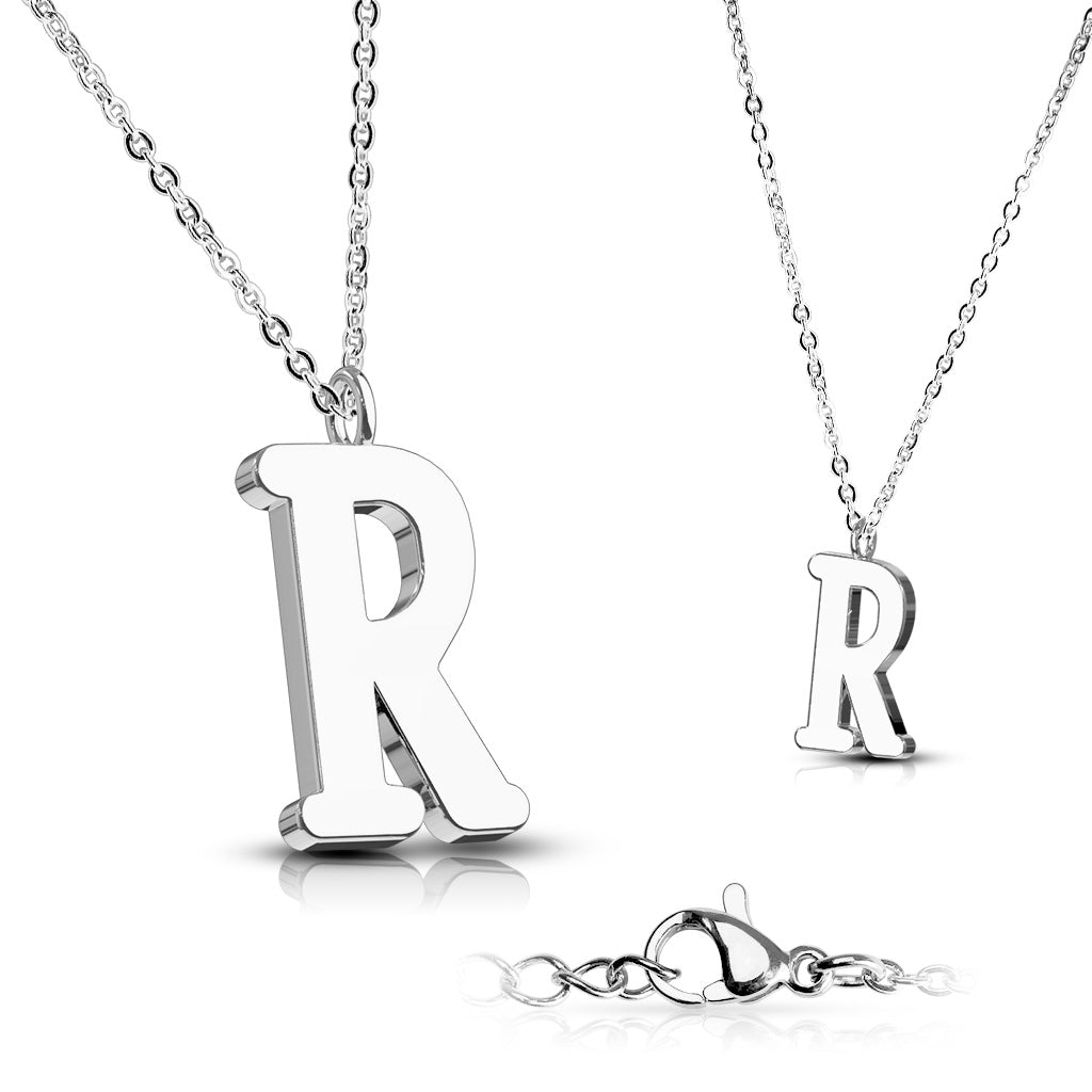 Alphabet Initial Necklace w/ 316L Stainless Steel Pendant