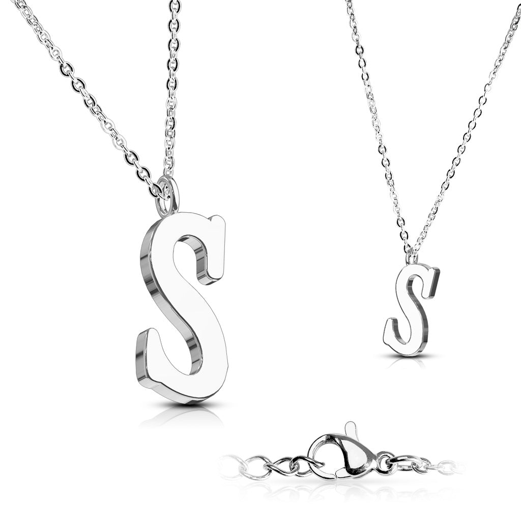 Alphabet Initial Necklace w/ 316L Stainless Steel Pendant