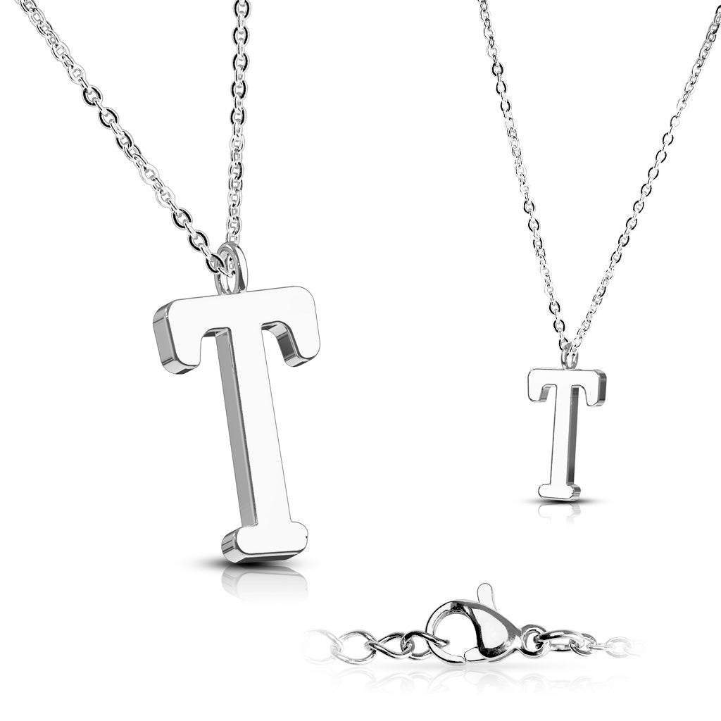 Alphabet Initial Necklace w/ 316L Stainless Steel Pendant