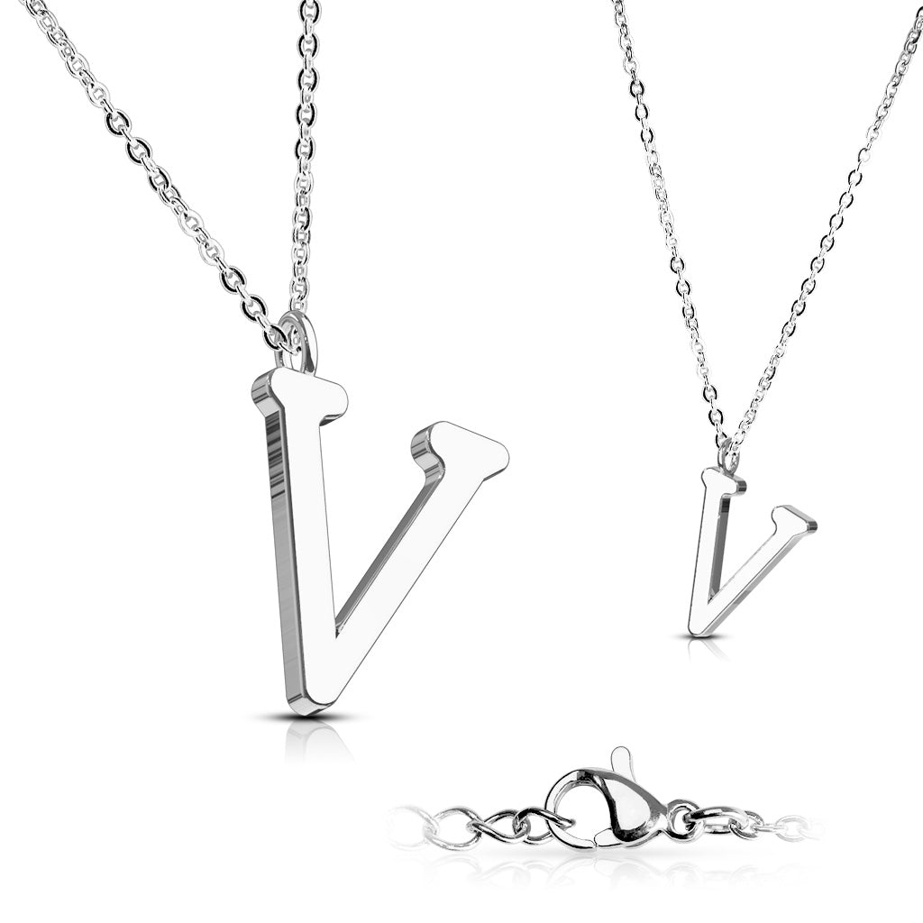 Alphabet Initial Necklace w/ 316L Stainless Steel Pendant