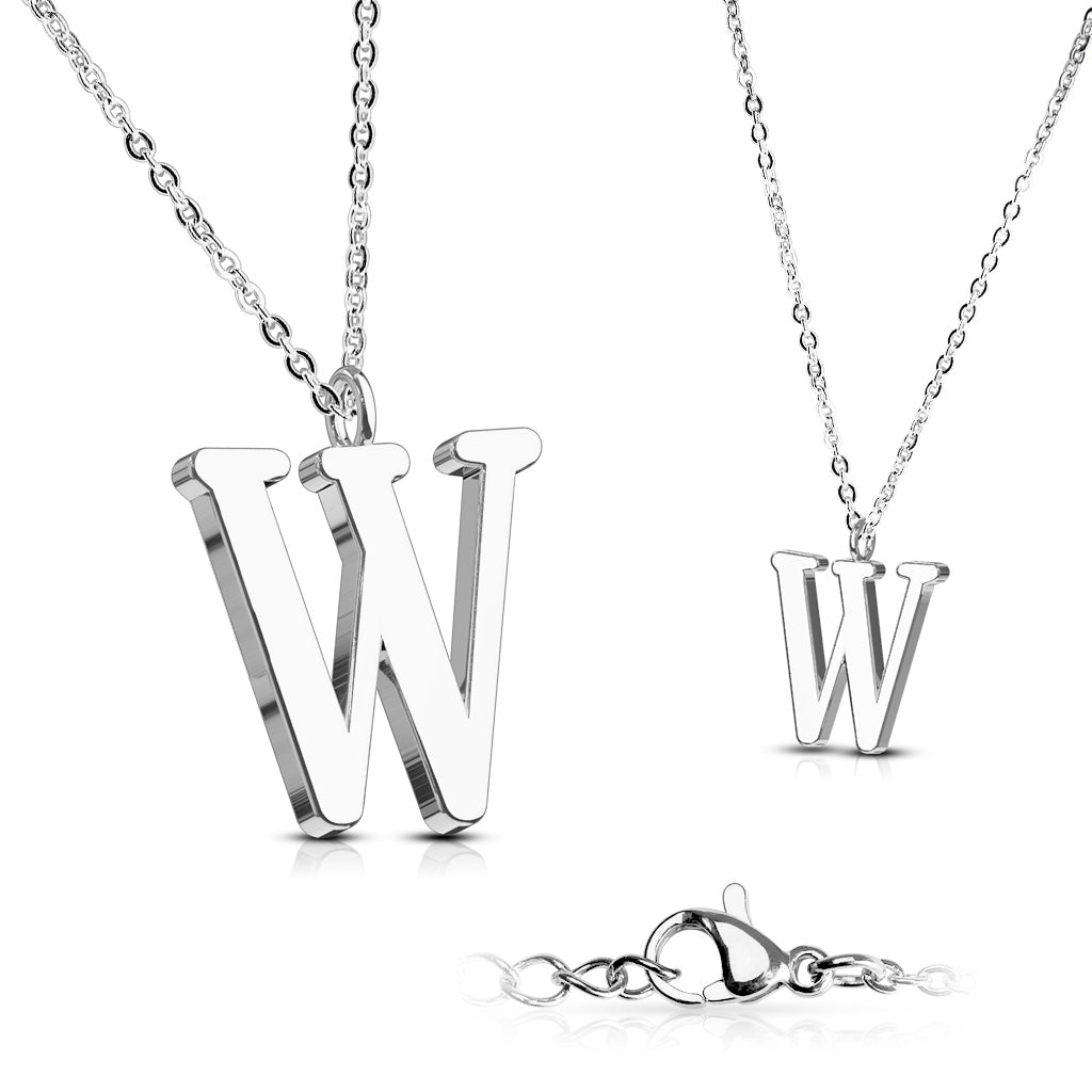 Alphabet Initial Necklace w/ 316L Stainless Steel Pendant