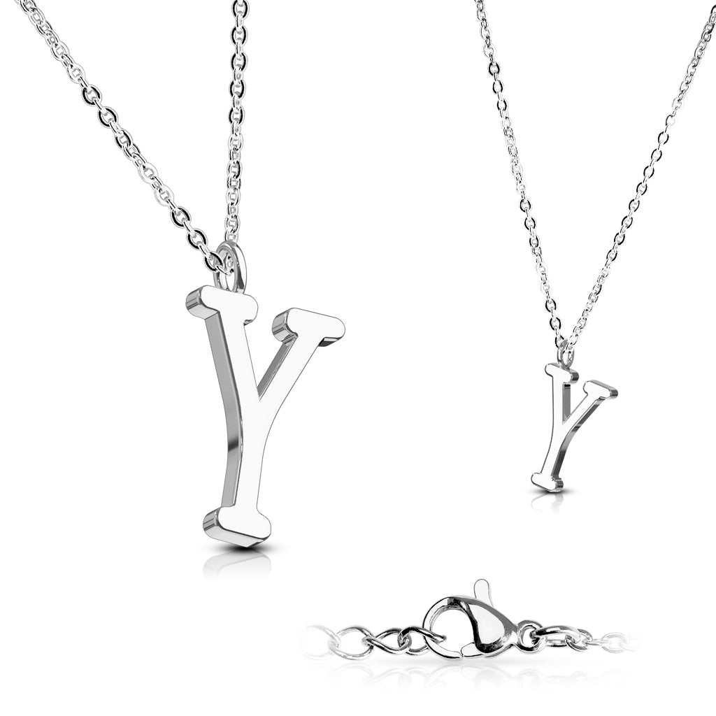 Alphabet Initial Necklace w/ 316L Stainless Steel Pendant