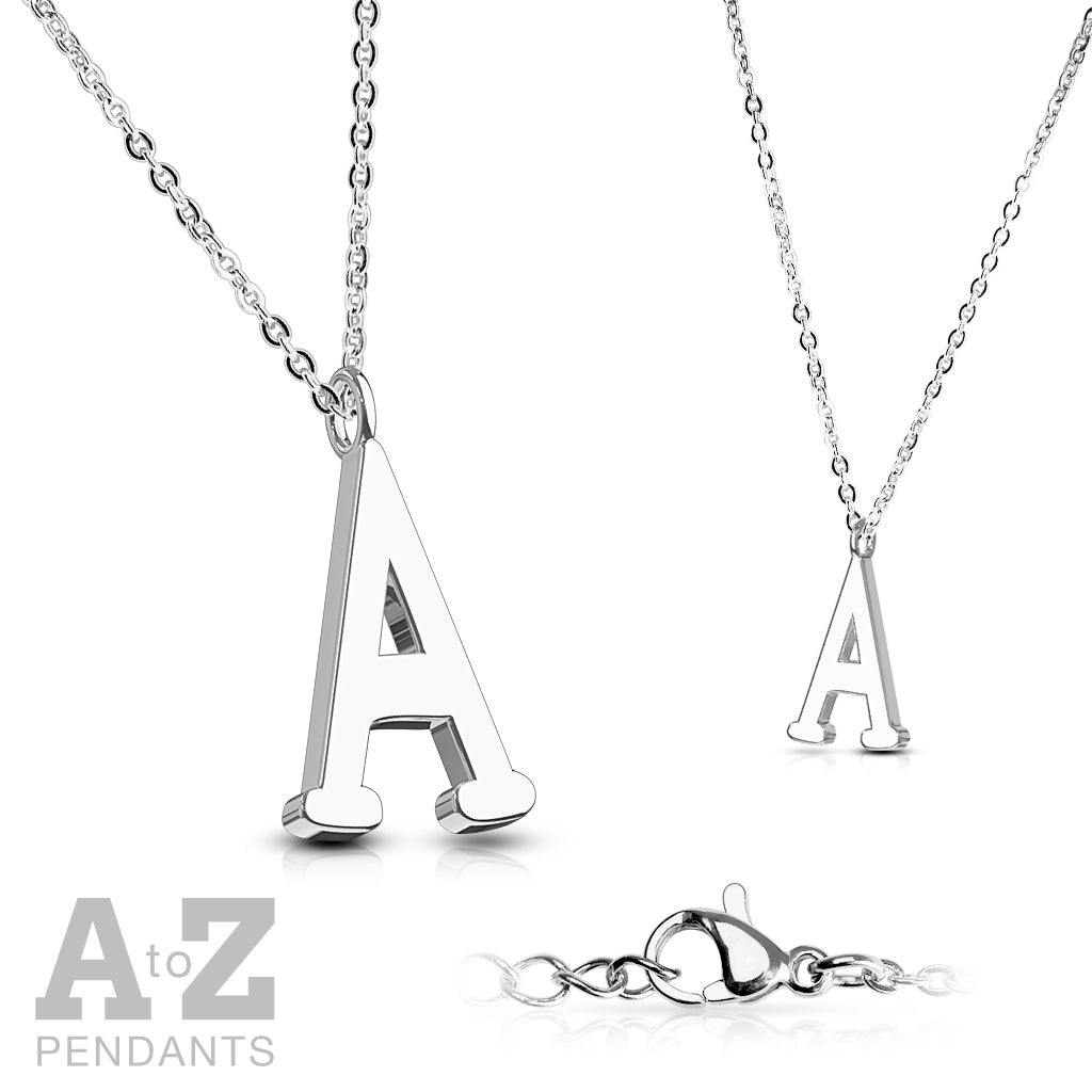 Alphabet Initial Necklace w/ 316L Stainless Steel Pendant