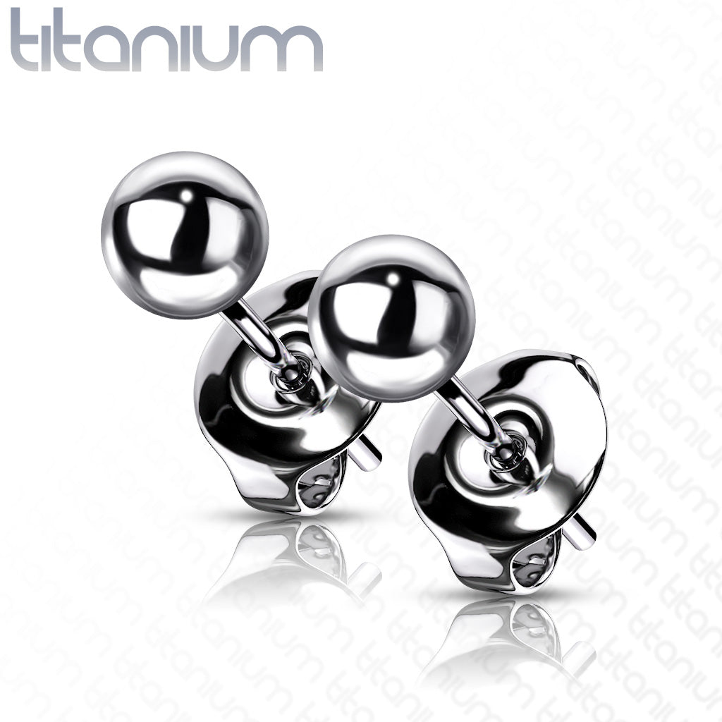 100% Solid Titanium Ball Stud Earrings 6AL-4VELI ASTM F-136 Implant Grade 23
