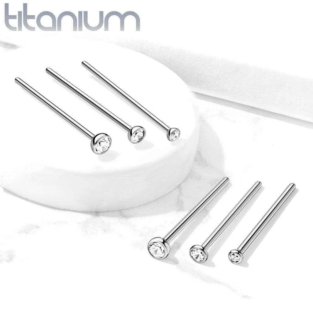 10pcs Implant Grade Titanium Bezel Set CZ Gem Fishtail Nose Rings Studs Screws