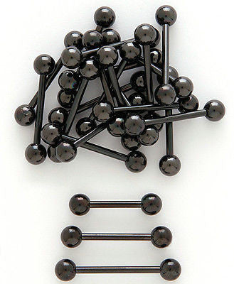10pk Black Titanium Barbells Tongue Nipple Eyebrow Tragus Rings