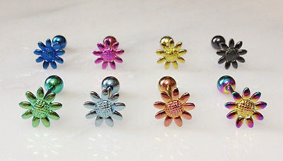 8pcs Titanium Daisy Flower Tongue Rings