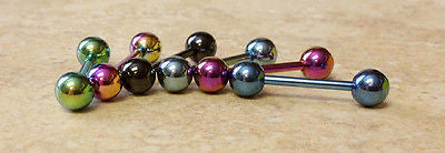 6pcs Titanium Anodized Tongue Rings Barbells