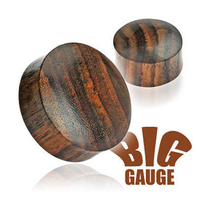 PAIR Brown Sono Wood Saddle Fit Plugs