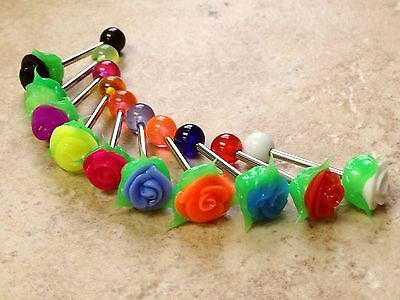 10pcs Silicone Rose Tongue Rings JSW Body Jewelry
