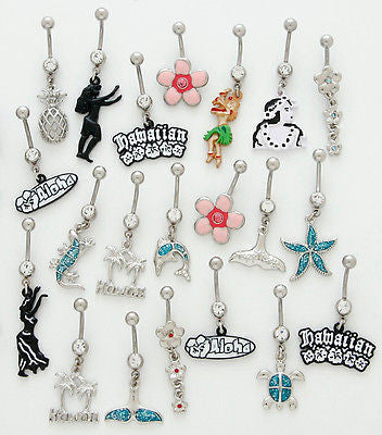 12pcs Hawaiian Mix Belly Rings navel naval