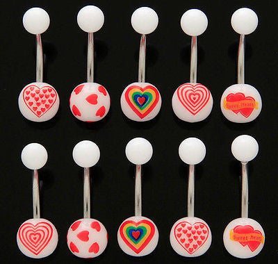 15pcs Heart Mix Acrylic Belly Rings 14g Navel Naval