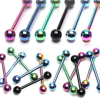 6pcs Titanium Anodized Straight Eyebrow Ring Barbells
