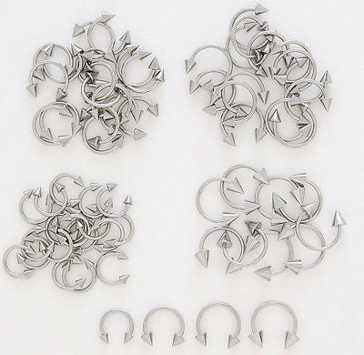 10pcs Steel Spike Horseshoe Circular Barbells