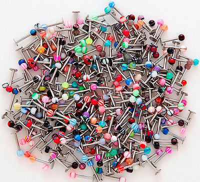 50pc Big Mix UV Ball 316L Surgical Steel Labrets Monroes Wholesale Body Jewelry