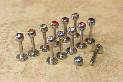 12pcs Assorted Color Gem Labrets