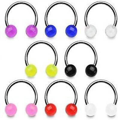 16pcs UV Ball Circular Barbells Horseshoes