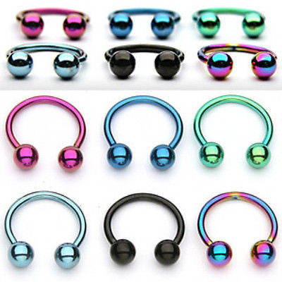 12pcs Titanium Circular Barbells Horseshoes