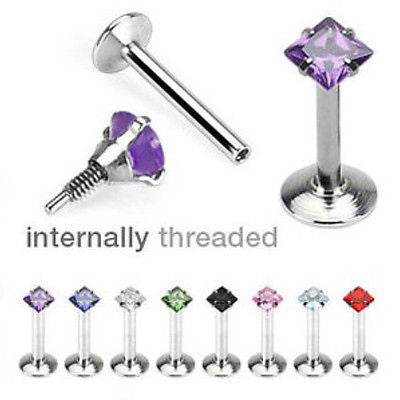 8pcs Internally Threaded Surgical Steel Gem Labrets 16g Wholesale Body Jewelry