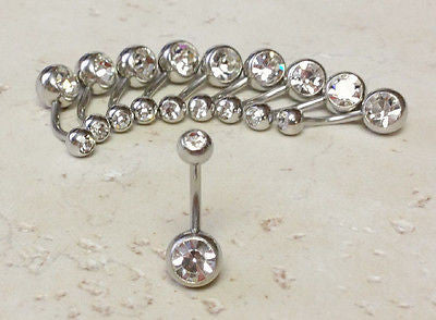 10pcs Clear Double Gem Belly Rings 14g Navel Naval