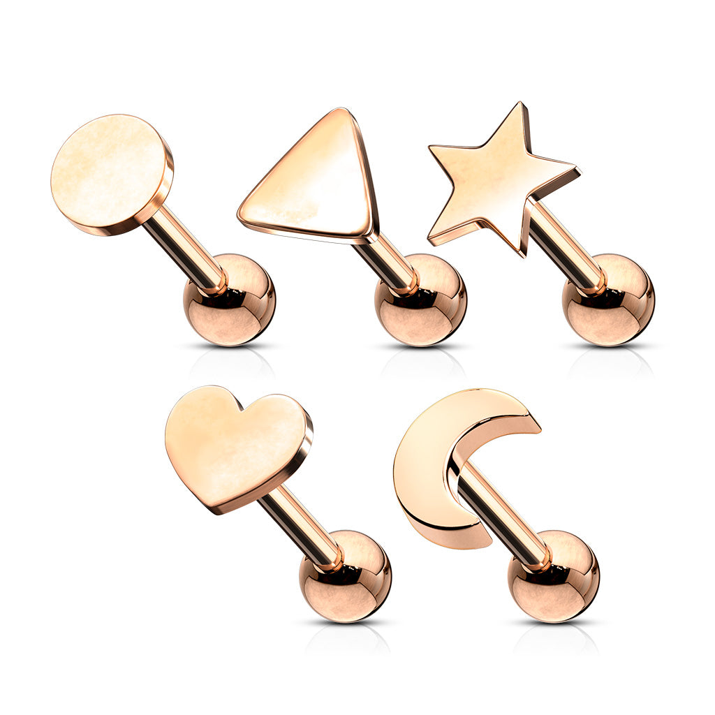 5pcs Shapes Tragus Rings Value Pack Cartilage Barbells Helix 16g Moon Star Heart
