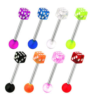 8pcs UV Dice Tongue Rings