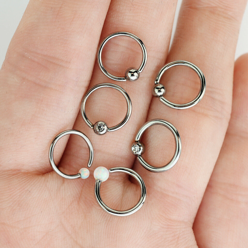 6pc Value Pack Fixed Ball 316L Surgical Steel Captive Bead Rings 16g or 18g