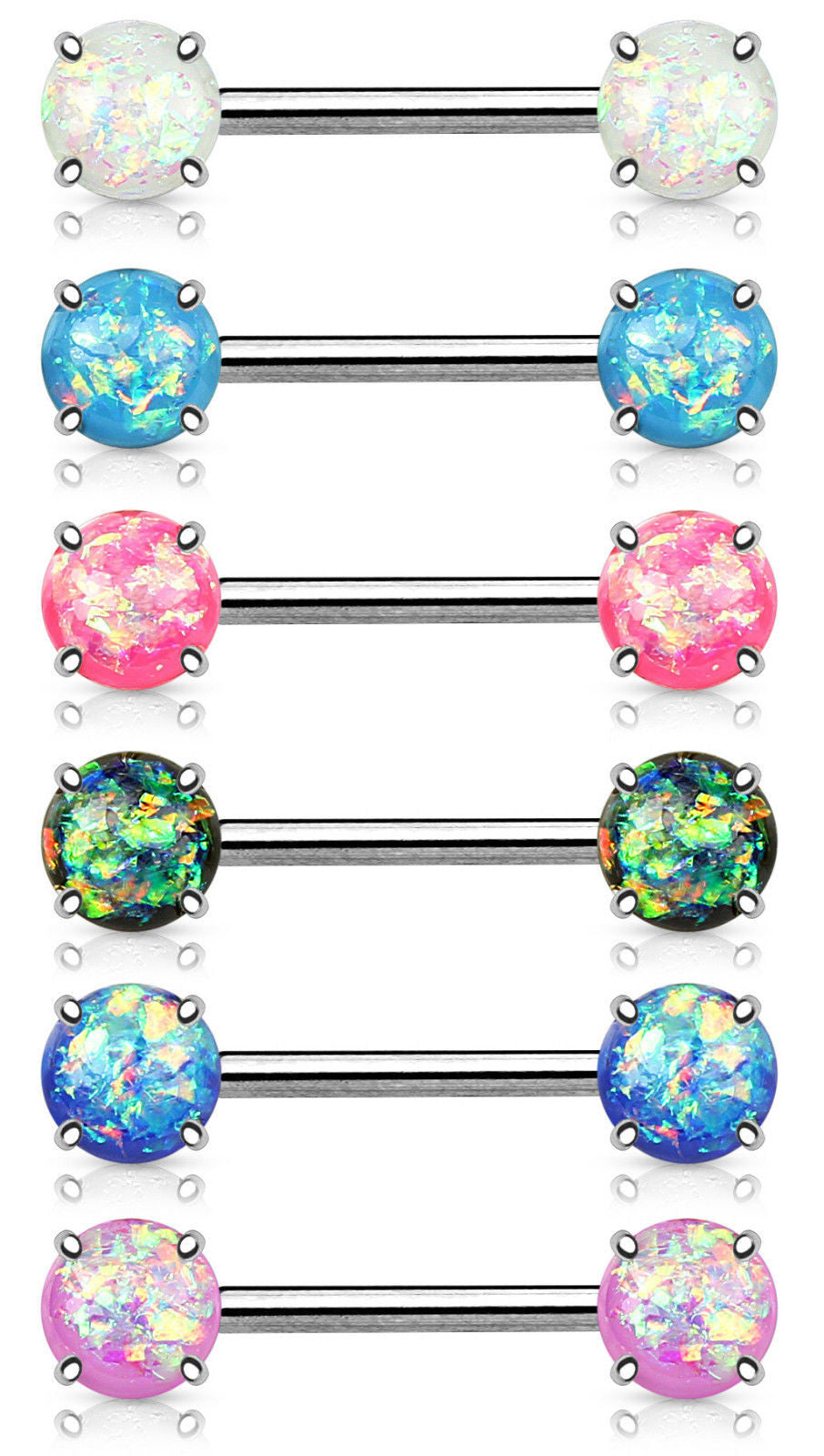 PAIR Synthetic Opal Glitter Nipple Rings