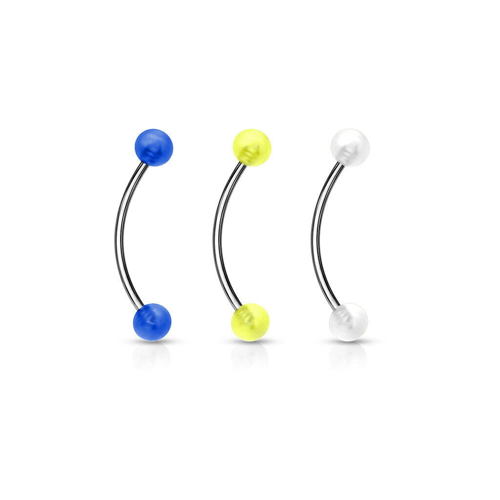 1pc Snake Eye Piercing Curved Barbell Tongue or Eyebrow Ring Glow in the Dark