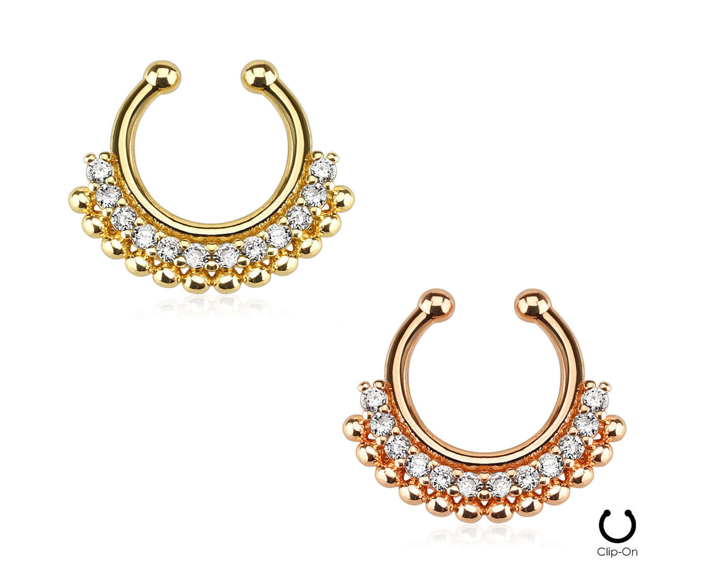 1pc Non-Piercing Paved Gem Fan Septum Hanger