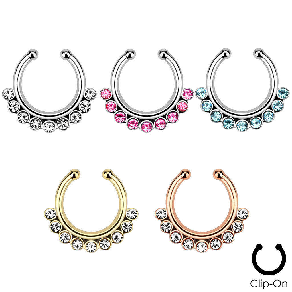 1pc Non-Piercing Line CZ Gem Septum Hanger