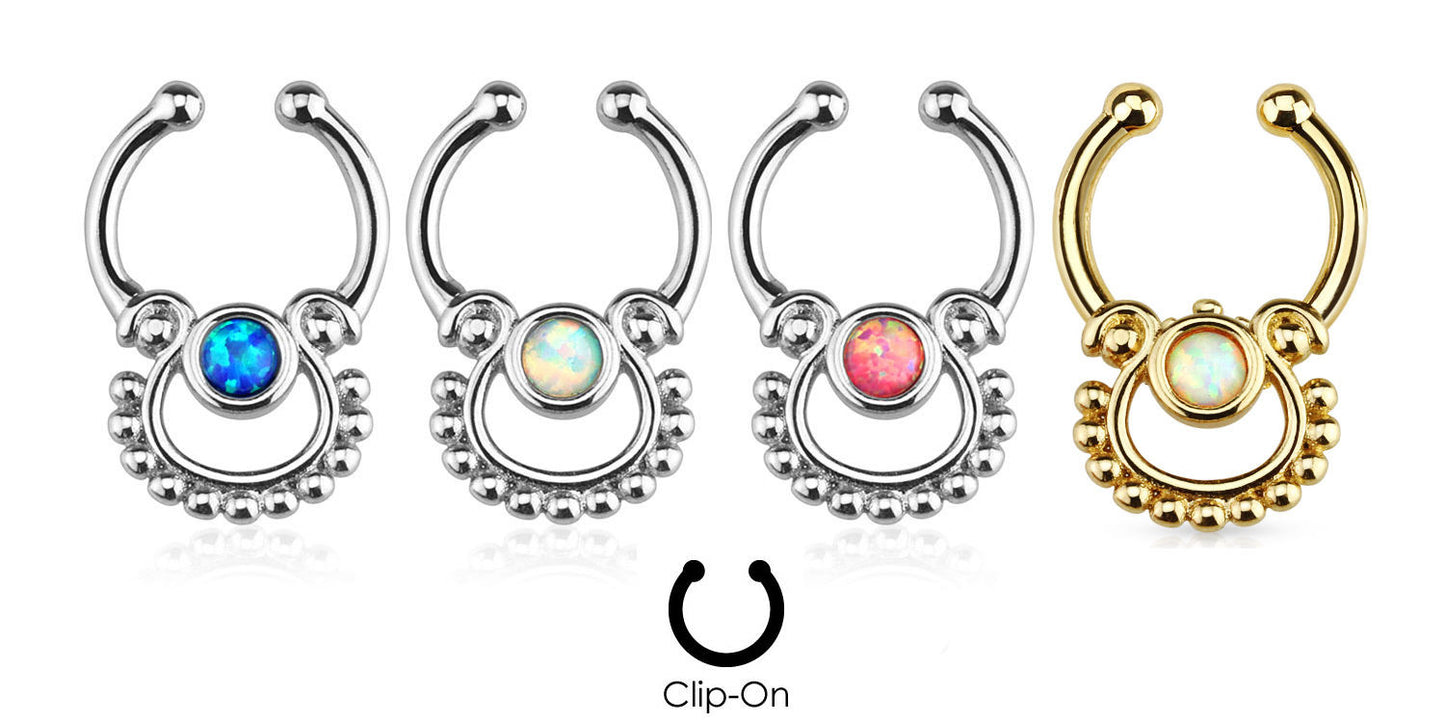 1pc Non-Piercing Single Opal Septum Hanger