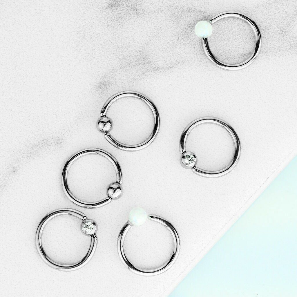 6pc Value Pack Fixed Ball 316L Surgical Steel Captive Bead Rings 16g or 18g