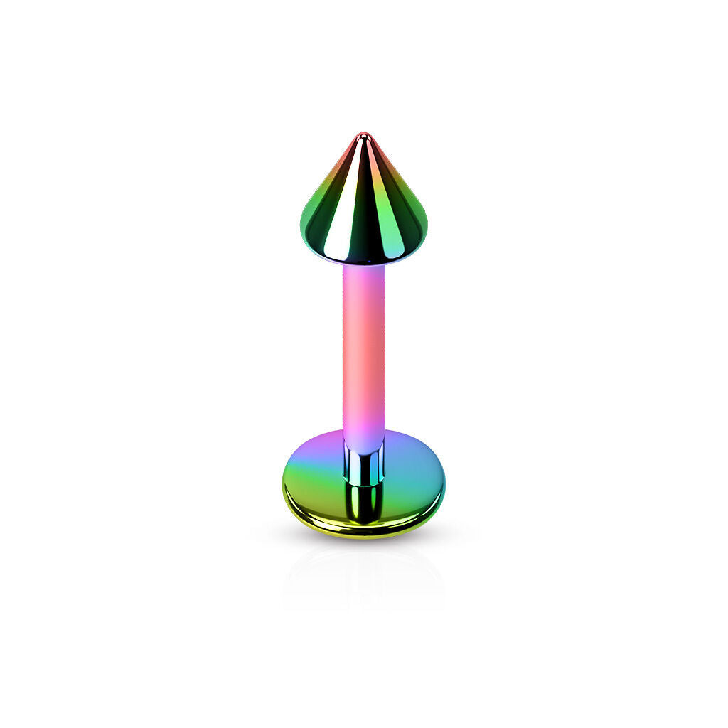 1pc Titanium Ion Plated 316L Surgical Steel Spiked Labret, Monroe Stud Lip Ring