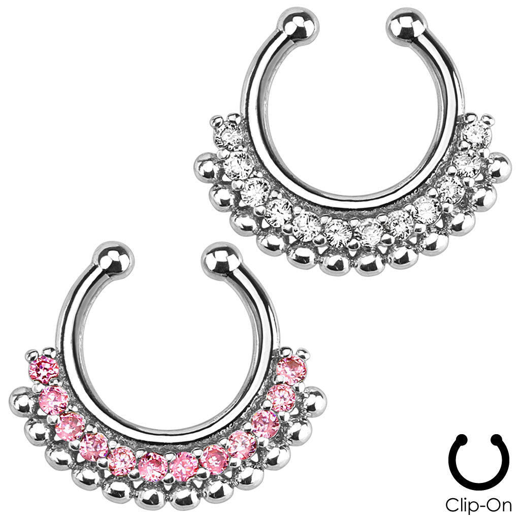 1pc Non-Piercing Paved Gem Fan Septum Hanger