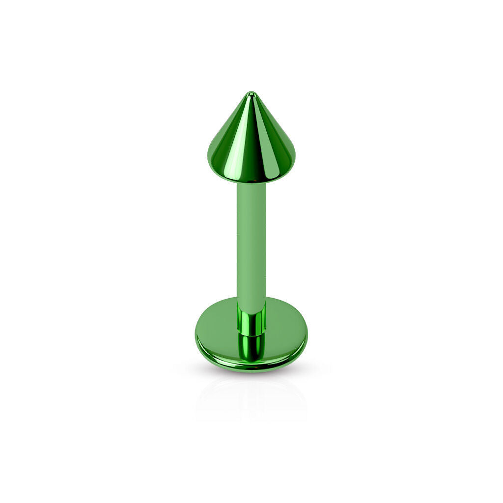 1pc Titanium Ion Plated 316L Surgical Steel Spiked Labret, Monroe Stud Lip Ring