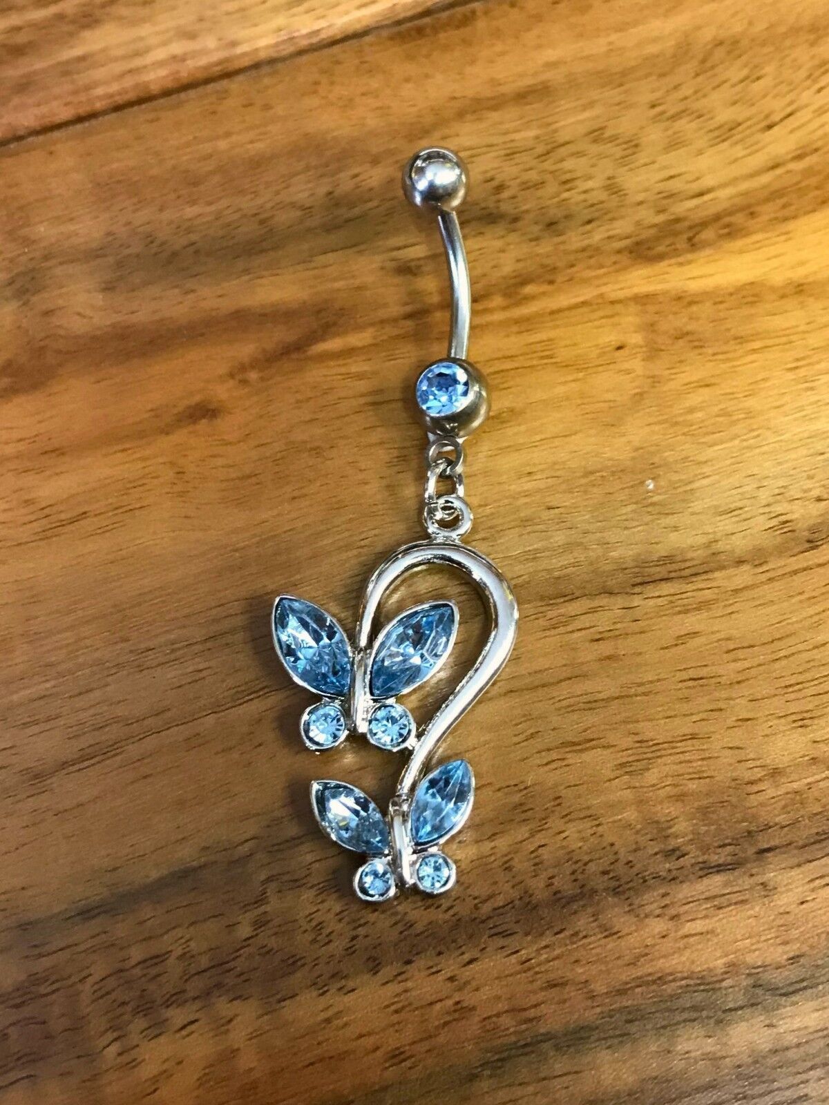 1pc Double Butterfly CZ Gems Dangle Belly Ring Navel Naval - choose your color