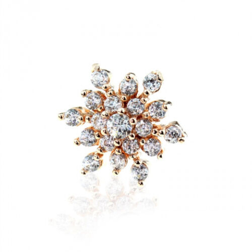 1pc Gem Paved Snowflake Surgical Steel Tragus Cartilage Barbell Ring 16g 1/4"