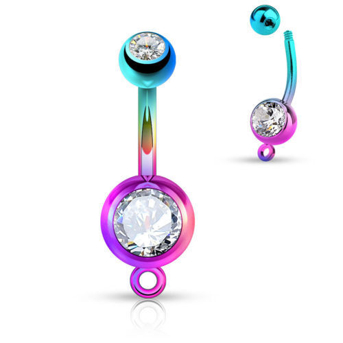 1pc Add-a-Charm Rose Gold, Yellow Gold, Black or Rainbow Belly Ring Navel Naval