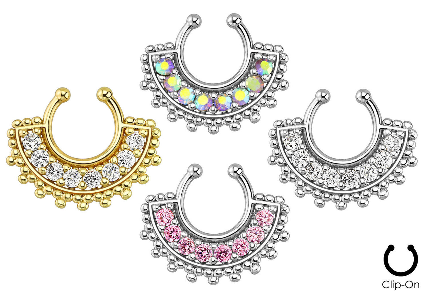 1pc Non-Piercing Fan Paved Gem Septum Hanger
