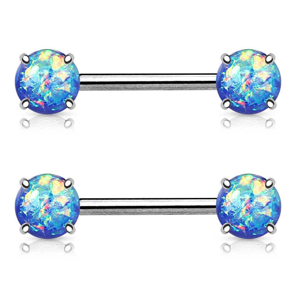 PAIR Synthetic Opal Glitter Nipple Rings