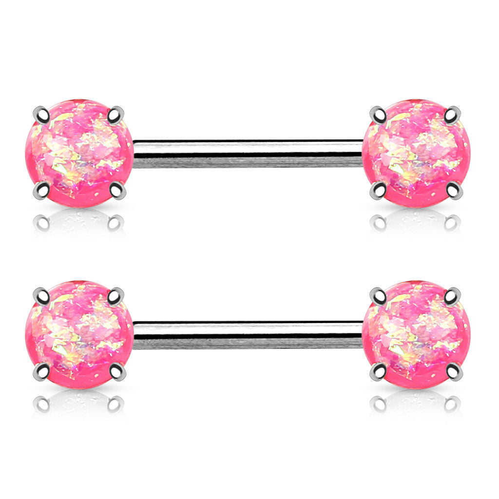PAIR Synthetic Opal Glitter Nipple Rings