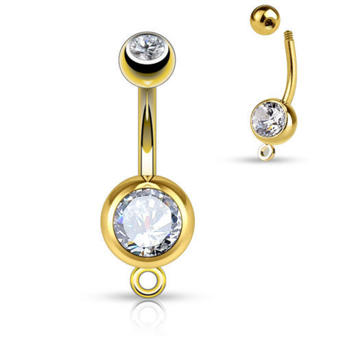 1pc Add-a-Charm Rose Gold, Yellow Gold, Black or Rainbow Belly Ring Navel Naval