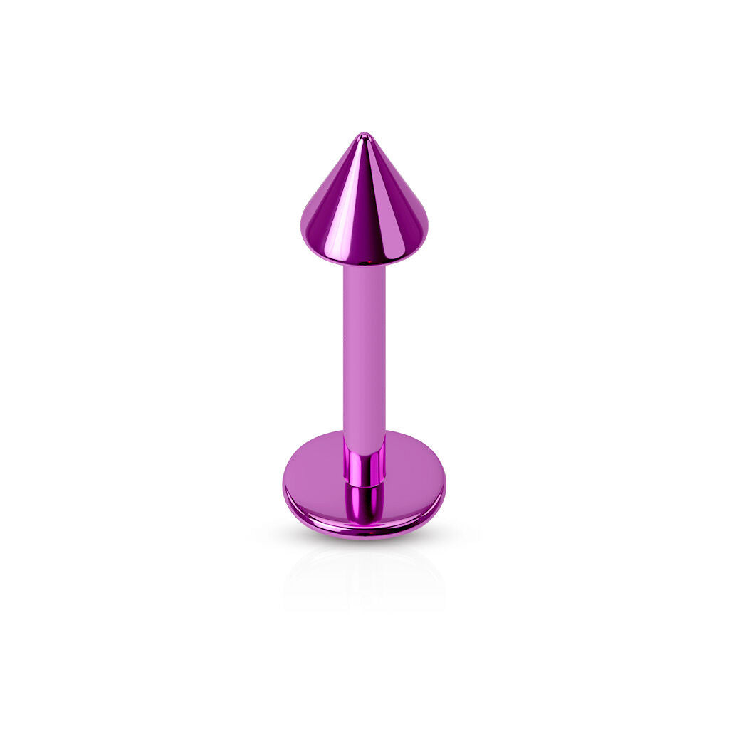 1pc Titanium Ion Plated 316L Surgical Steel Spiked Labret, Monroe Stud Lip Ring