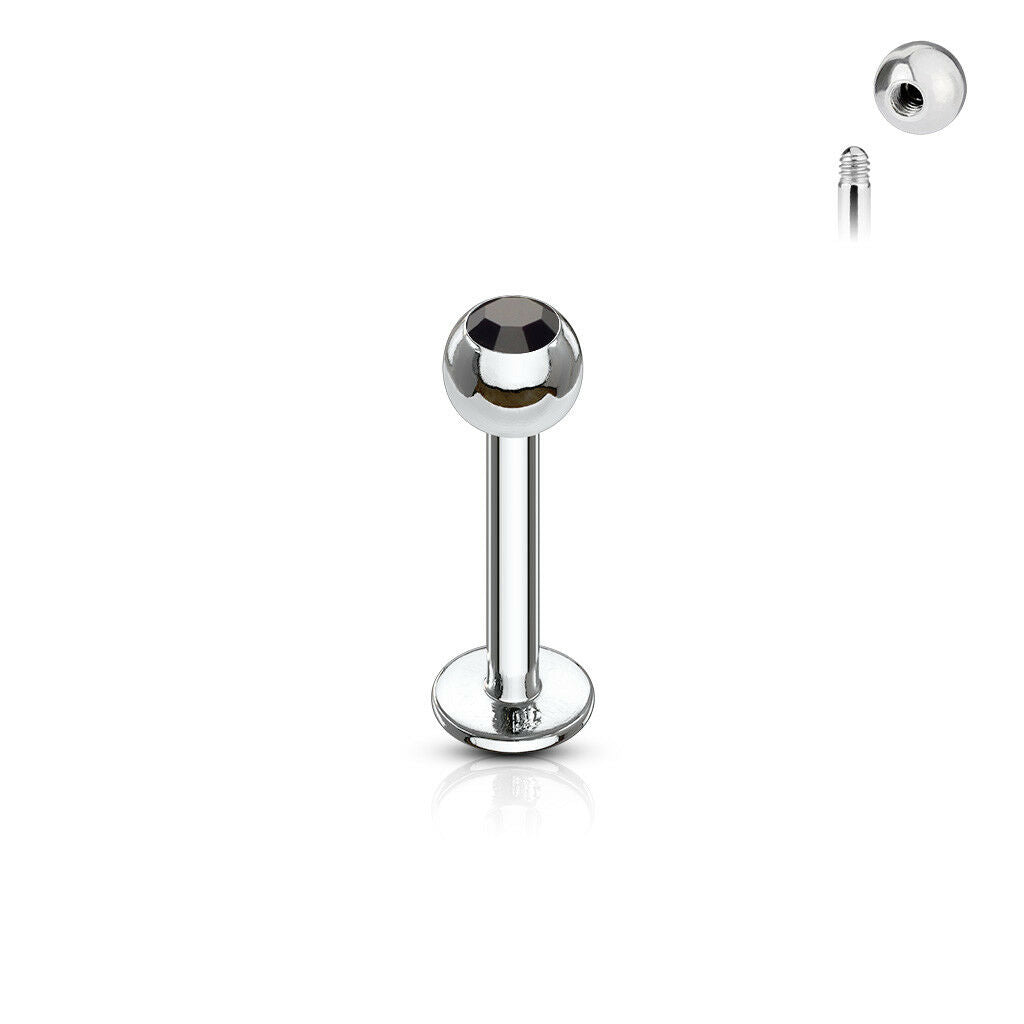 1pc Press-Fit Gem Ball 316L Surgical Steel 16g Labret Monroe Cheek Tragus Helix Barbell