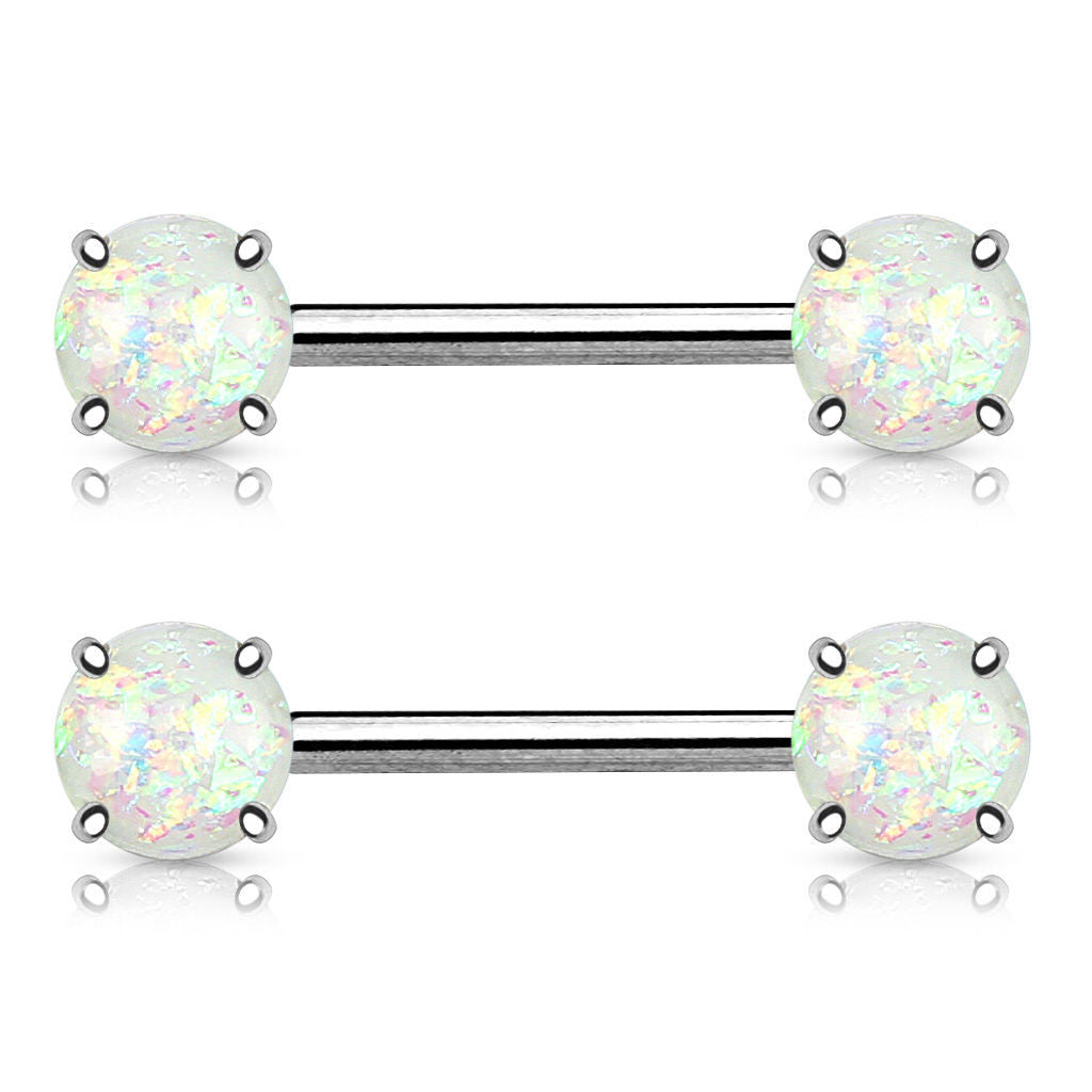 PAIR Synthetic Opal Glitter Nipple Rings