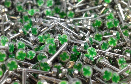 10pcs Four Leaf Clover Shamrock Logo Nose Studs / Bones