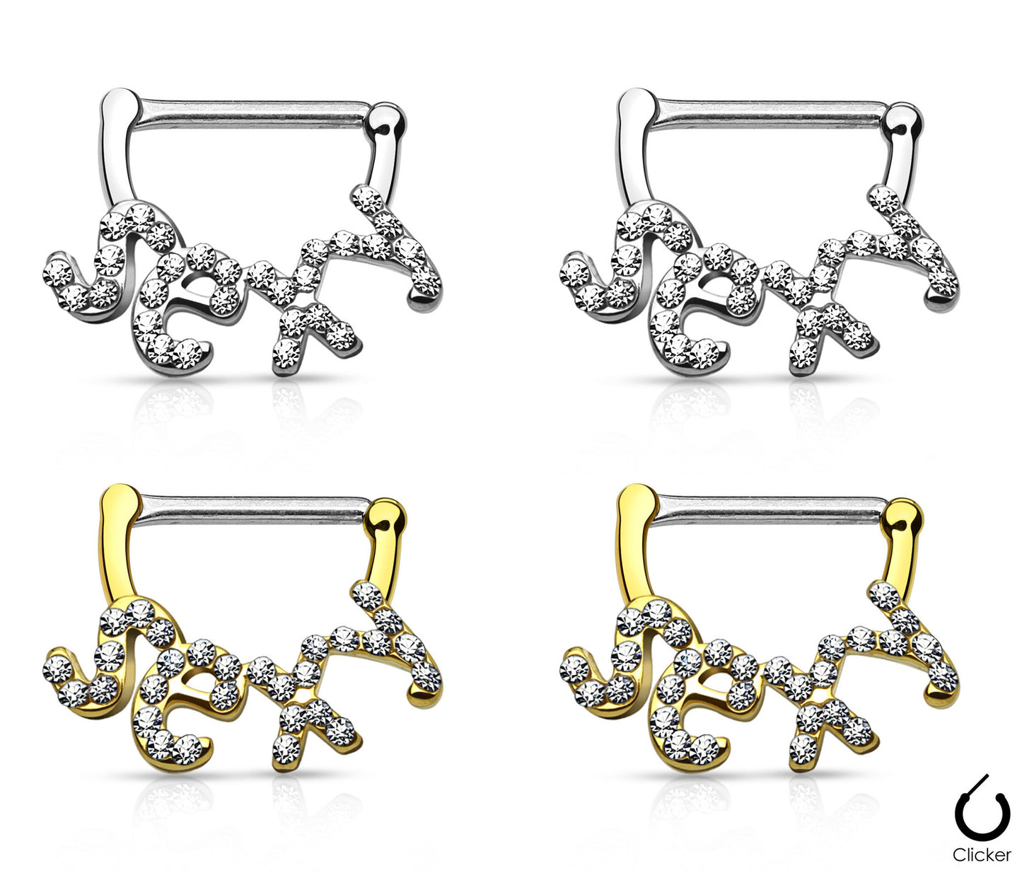 PAIR Crystal Paved Sexy Design Nipple Clickers