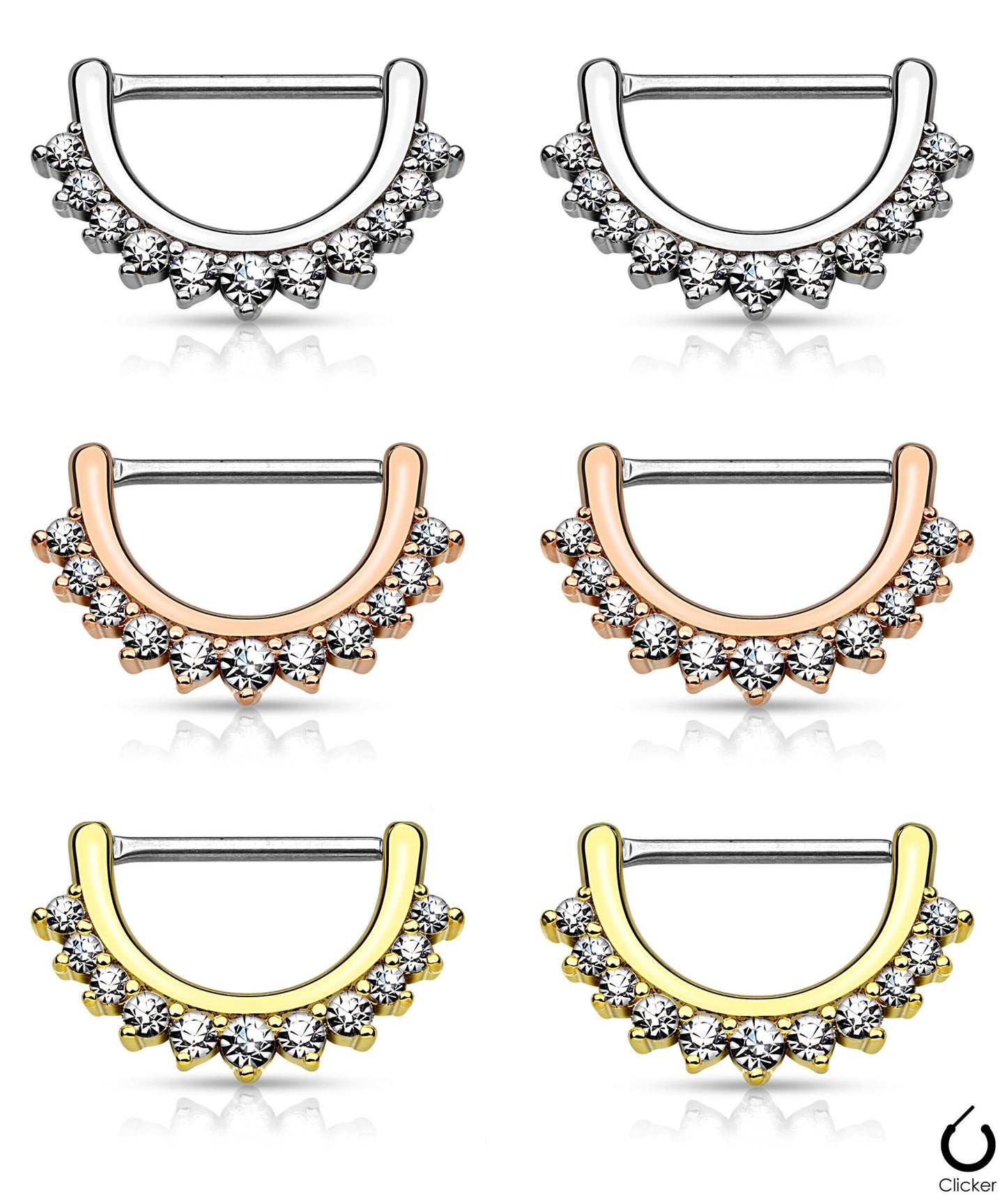 PAIR CZ Gem Lined Set Nipple Clickers