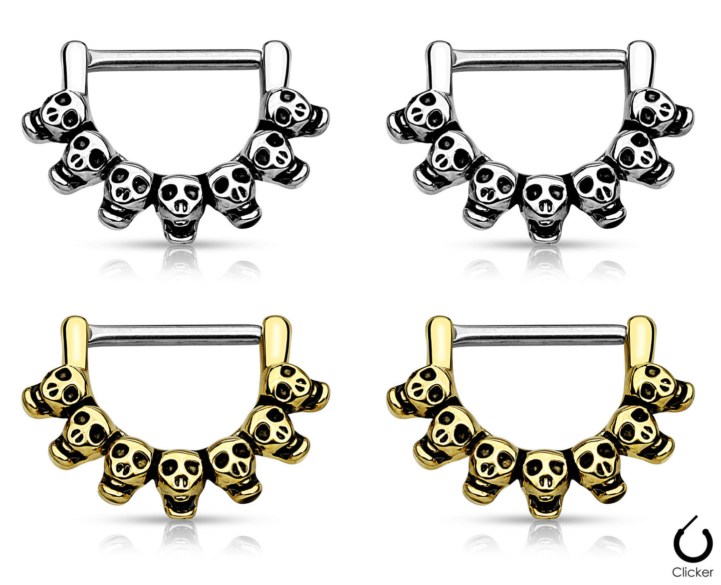 PAIR Lined Skull Design Nipple Clickers
